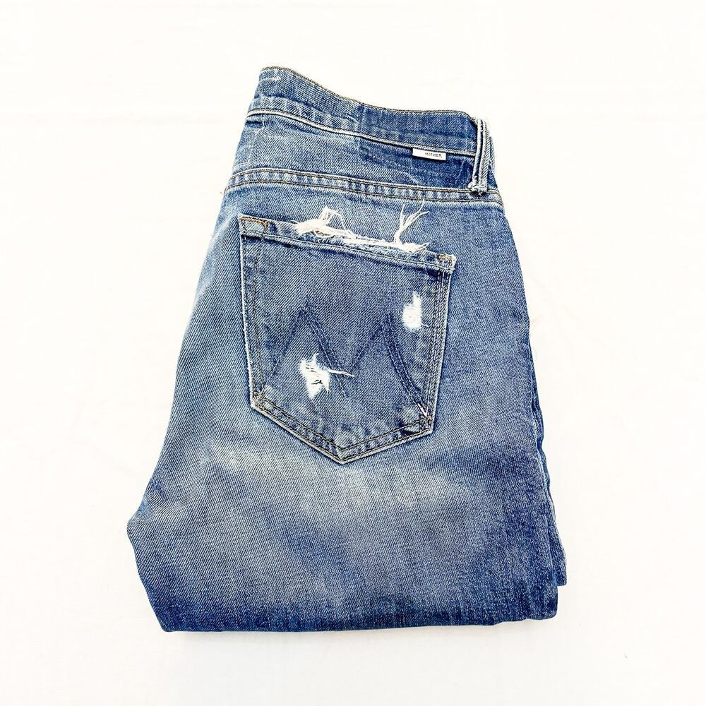 Mother Superior The Flirt Ankle Testin the Waters Ripped Raw Denim Jean Size 27